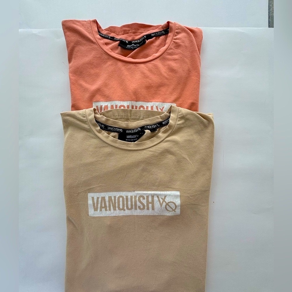 Two Authentic Vanquish FitnessVQ Fijique Bodybuilding T-shirt for Men 95%cotton